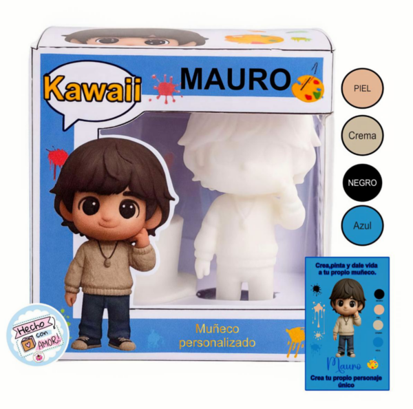 Muñeco Kawaii Personalizado 3D. Píntalo Tú